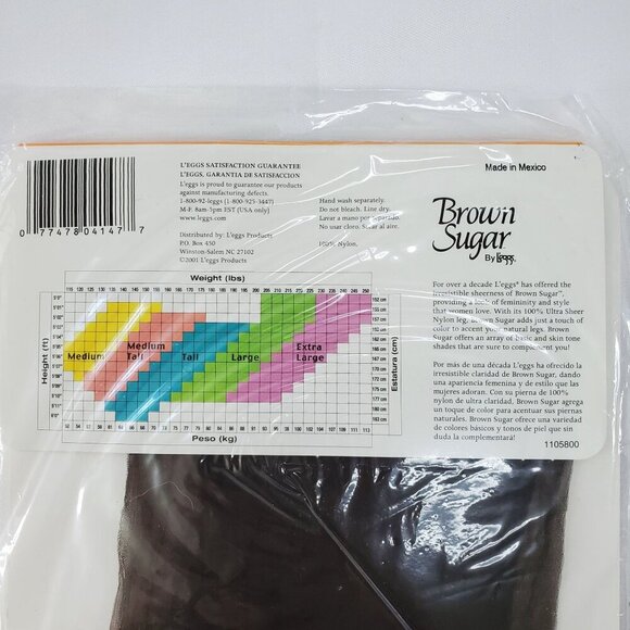 Leggs Brown Sugar Ultra Ultra Sheer Regular Pantyhose Tall Jet Brown Sandalfoot - Picture 5 of 6